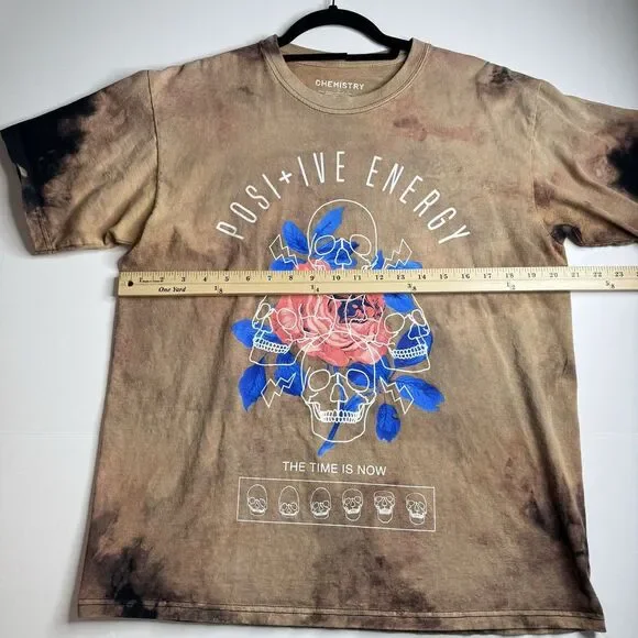 Chemistry Positive Energy Shirt‎ Mens L Tie Dye Skull Graphic Brown - Picture 7 of 10